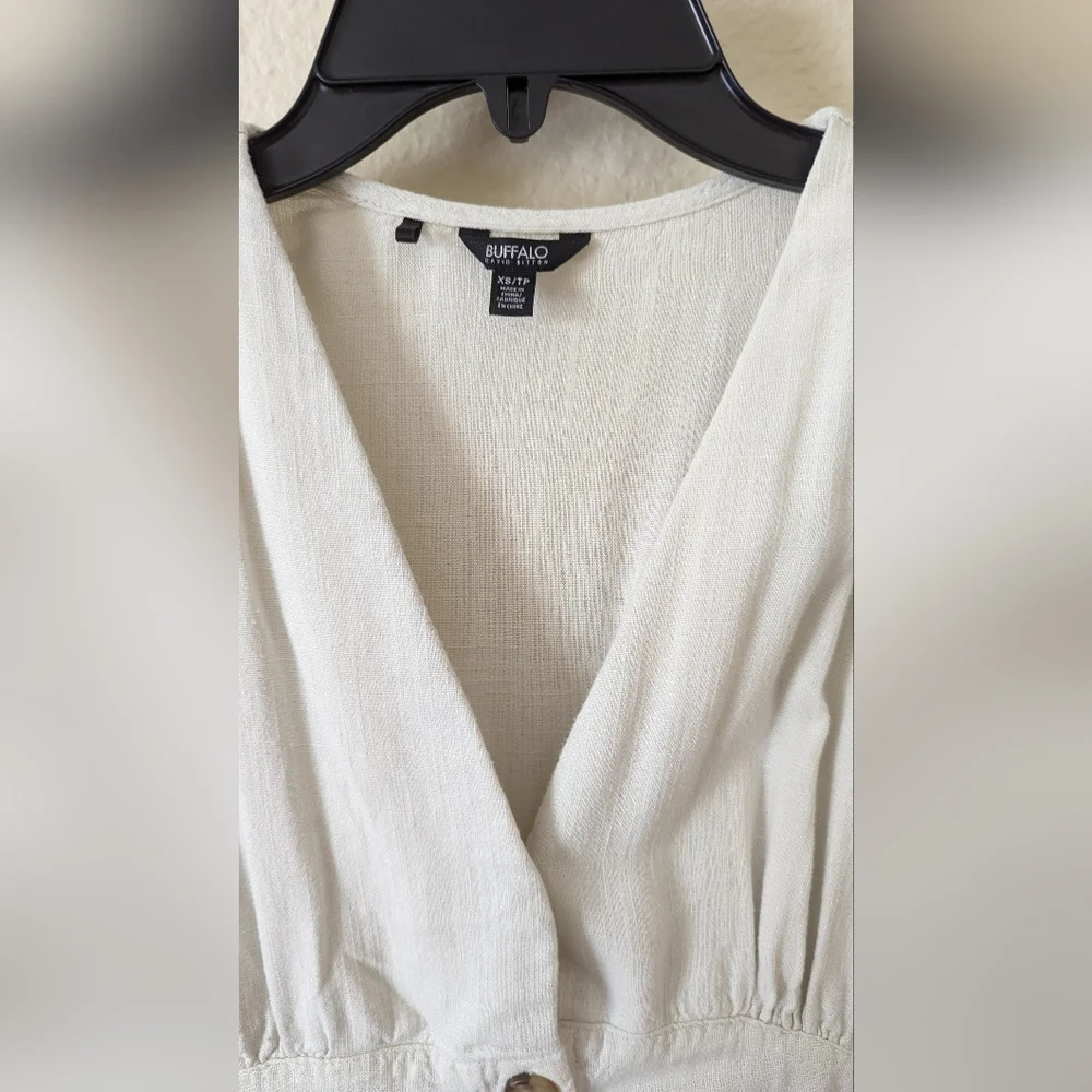 Cream button down linen midi dress - Picture 2 of 3